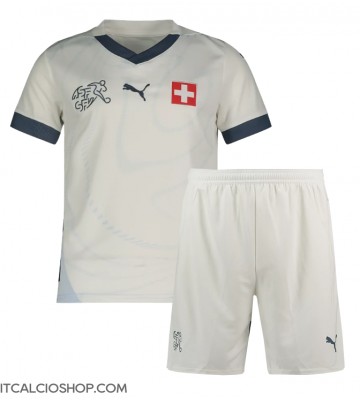 Svizzera Seconda Maglia Bambino Europei 2024 Manica Corta (+ Pantaloni corti)